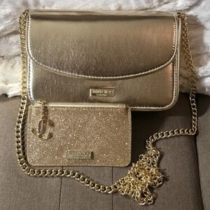 Jimmy Choo Parfums Gold Evening Bag & Gold Glitter Coin Purse